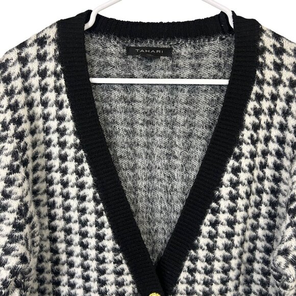 Tahari Houndstooth Cardigan Sweater Womens's Size L EUC - Picture 2 of 10